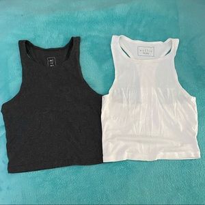 Grey & white crop top tanks